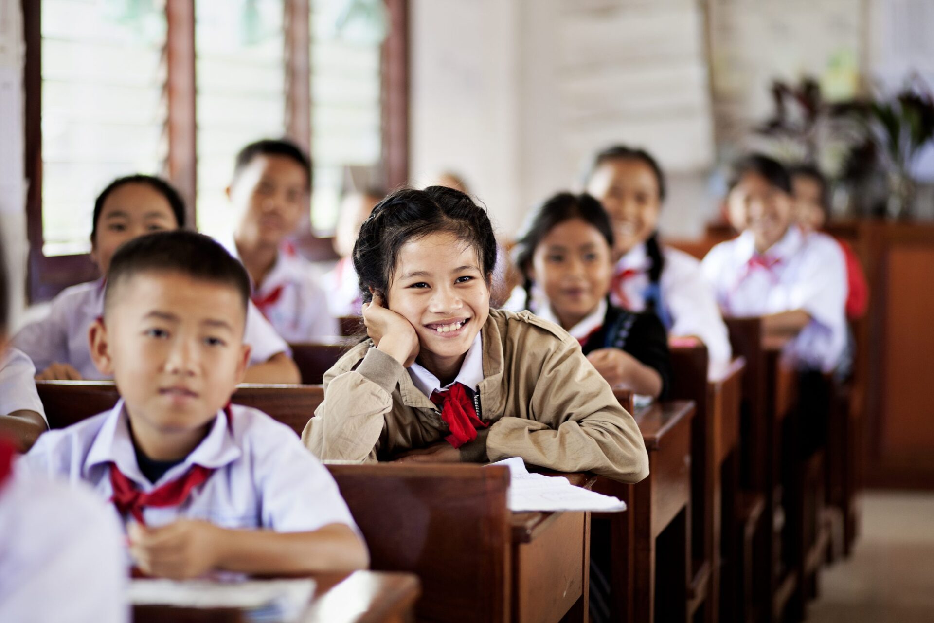 Skolebørn i Luang Prabang.