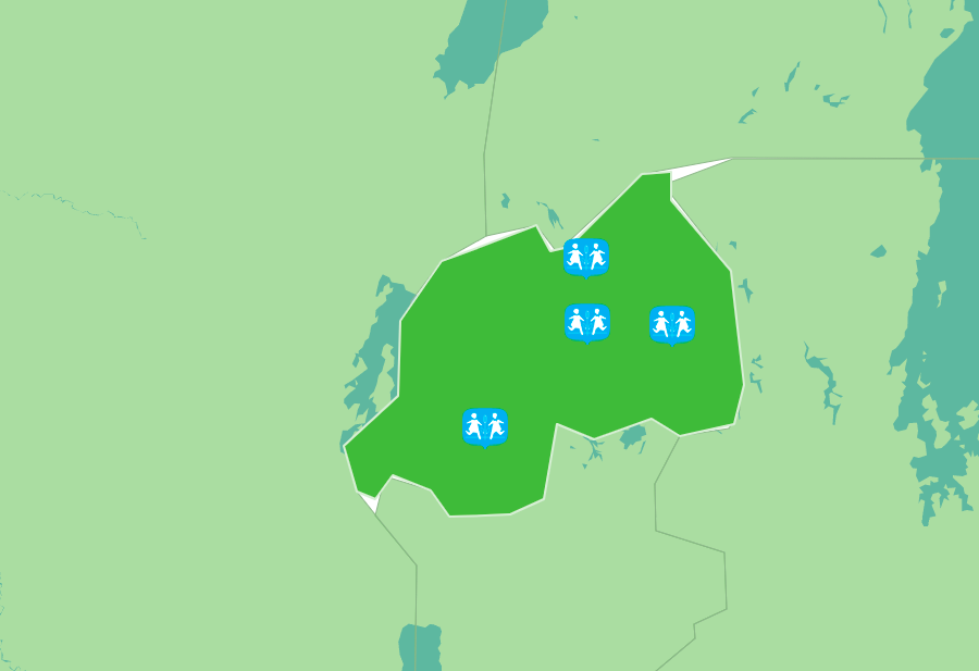 Kort over SOS Børnebyerne i Rwanda