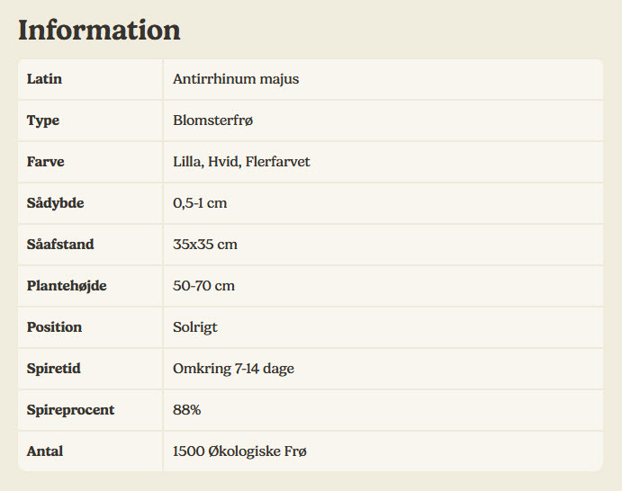 Plantevejledning Løvemund Snapdragon