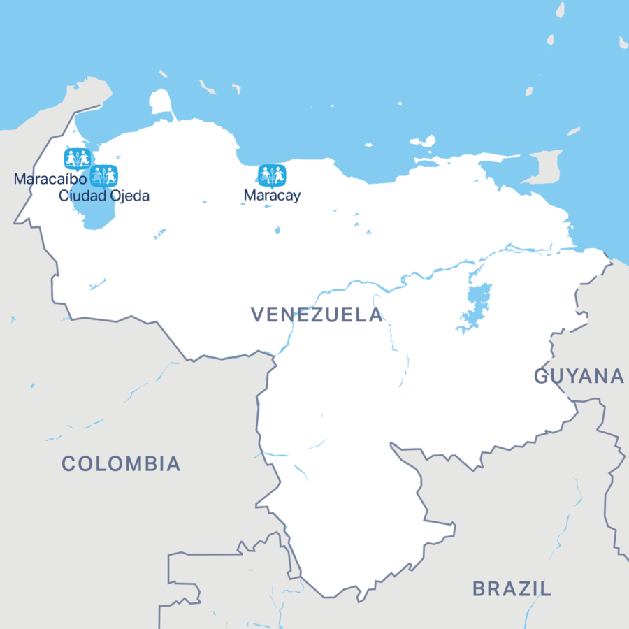 Kort over børnebyer i Venezuela