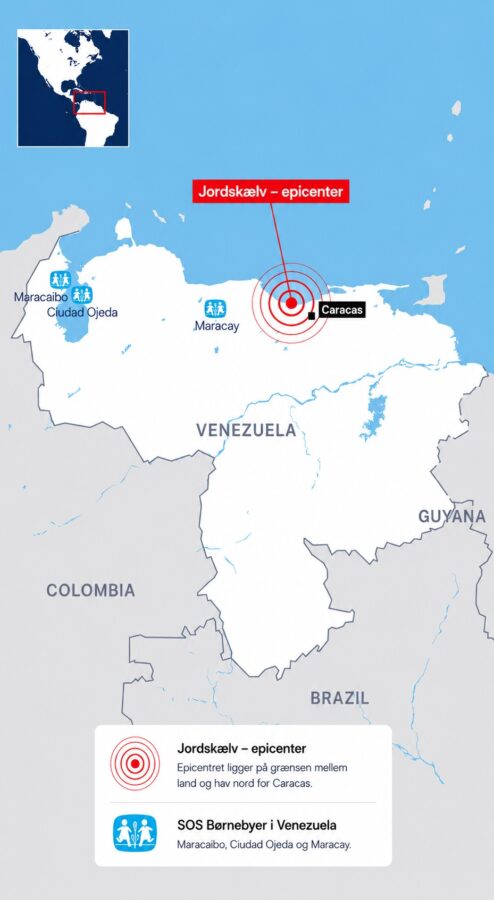 Epicenter for jordskælv i Venezuela